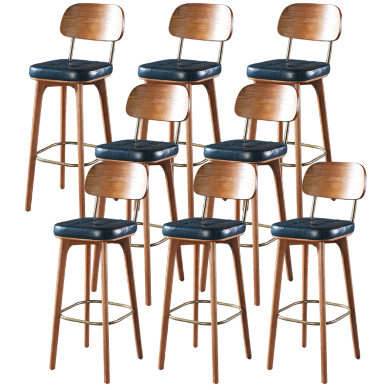 Modern Style Bar Stool Leather Backrest Bar Stools with Wooden Base