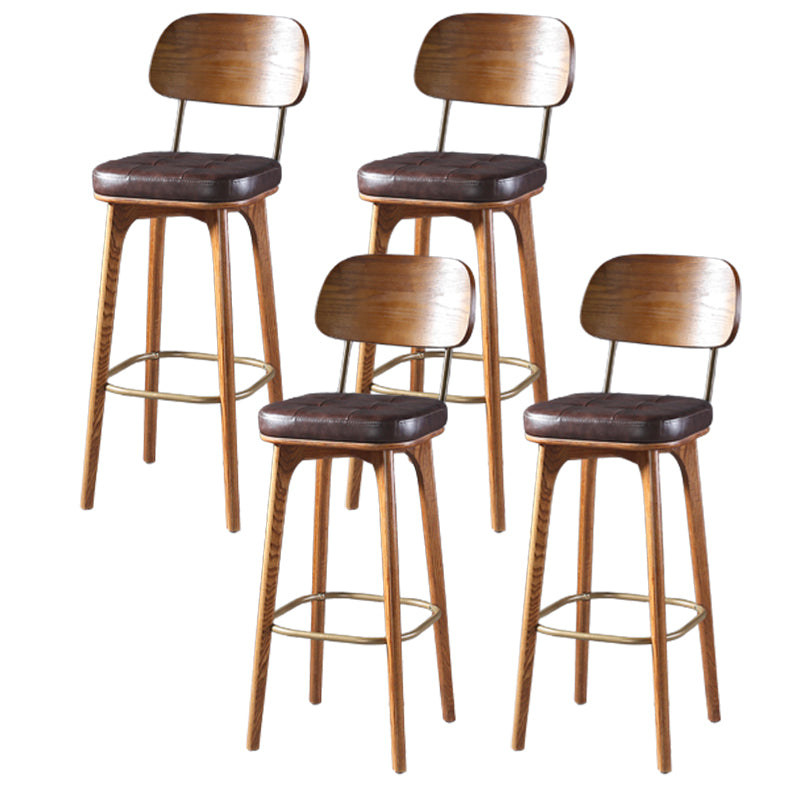 Modern Style Bar Stool Leather Backrest Bar Stools with Wooden Base