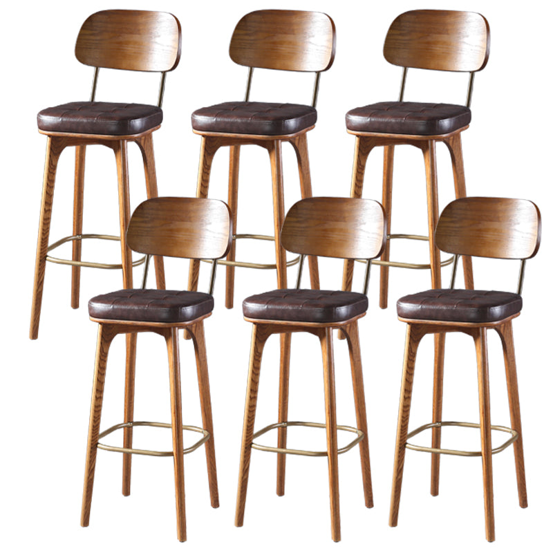 Modern Style Bar Stool Leather Backrest Bar Stools with Wooden Base