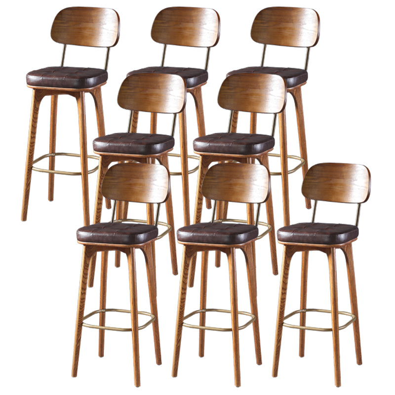Modern Style Bar Stool Leather Backrest Bar Stools with Wooden Base