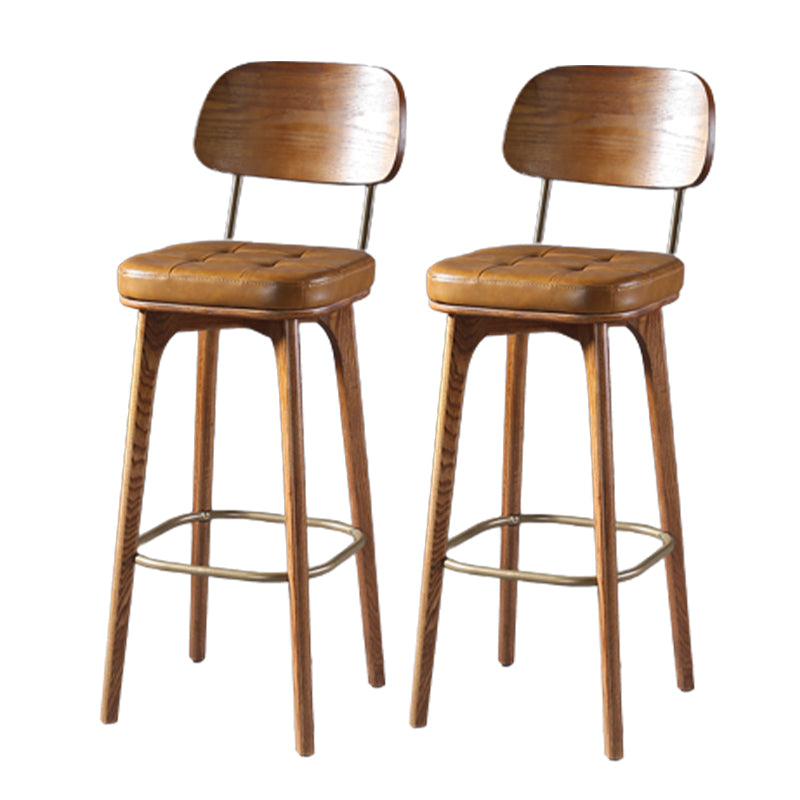Modern Style Bar Stool Leather Backrest Bar Stools with Wooden Base