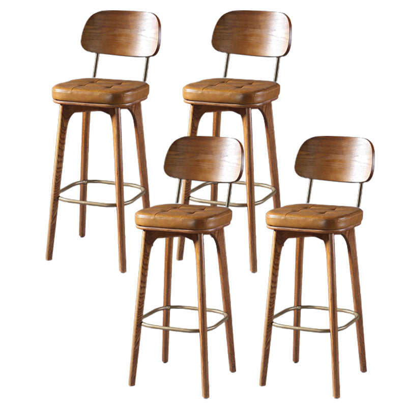 Modern Style Bar Stool Leather Backrest Bar Stools with Wooden Base