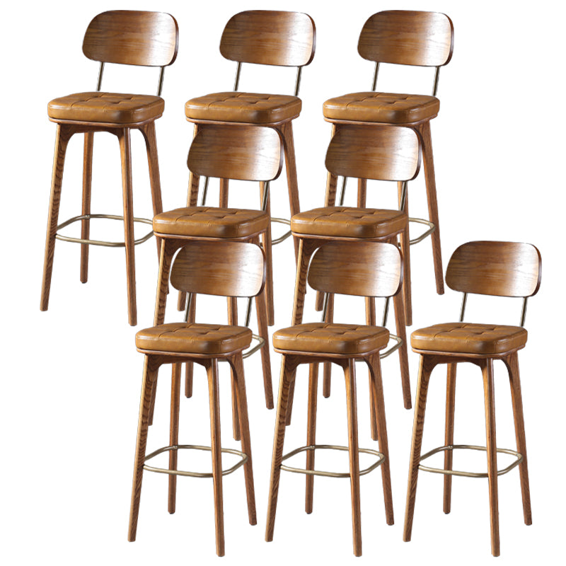 Modern Style Bar Stool Leather Backrest Bar Stools with Wooden Base