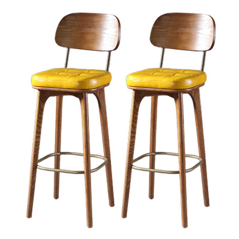 Modern Style Bar Stool Leather Backrest Bar Stools with Wooden Base