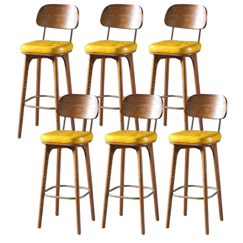Modern Style Bar Stool Leather Backrest Bar Stools with Wooden Base