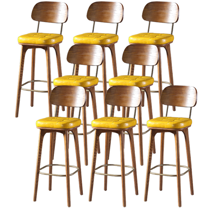 Modern Style Bar Stool Leather Backrest Bar Stools with Wooden Base