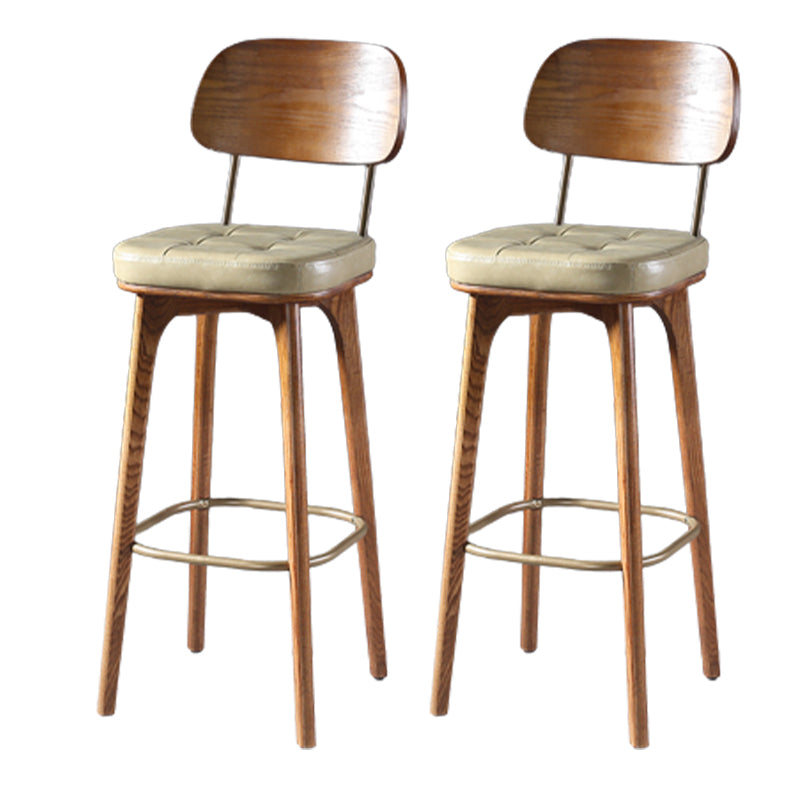 Modern Style Bar Stool Leather Backrest Bar Stools with Wooden Base