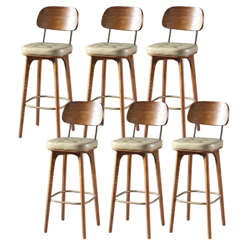 Modern Style Bar Stool Leather Backrest Bar Stools with Wooden Base