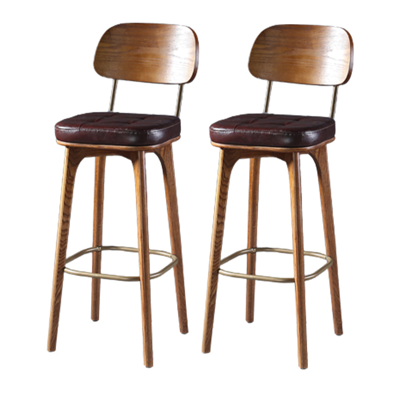 Modern Style Bar Stool Leather Backrest Bar Stools with Wooden Base