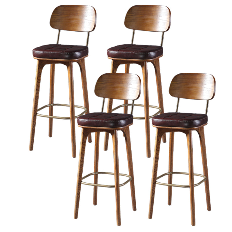 Modern Style Bar Stool Leather Backrest Bar Stools with Wooden Base