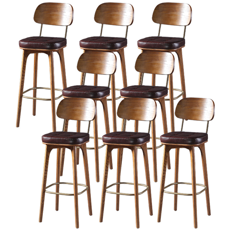 Modern Style Bar Stool Leather Backrest Bar Stools with Wooden Base