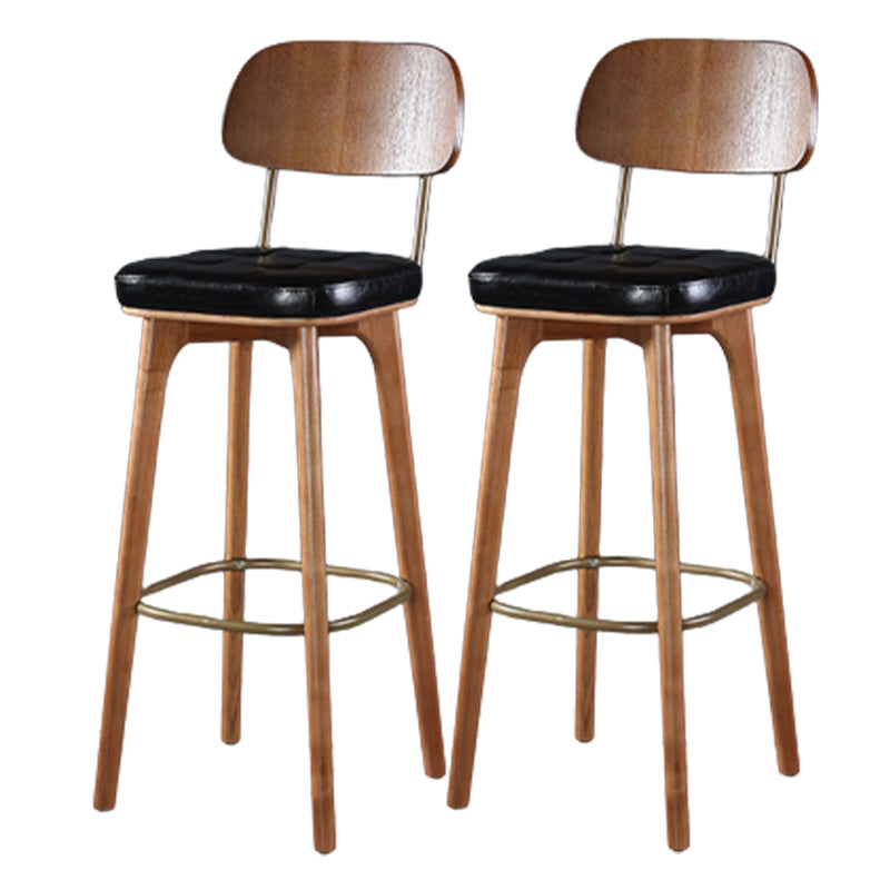 Modern Style Bar Stool Leather Backrest Bar Stools with Wooden Base