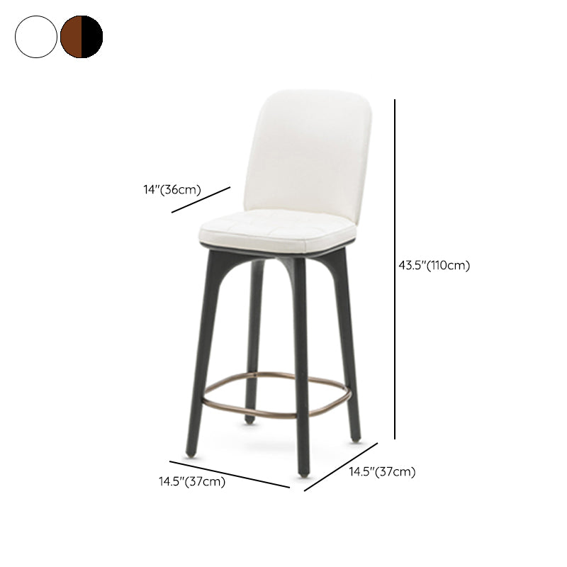 Modern Style Bar Stool Leather Backrest Bar Stools with Wooden Base