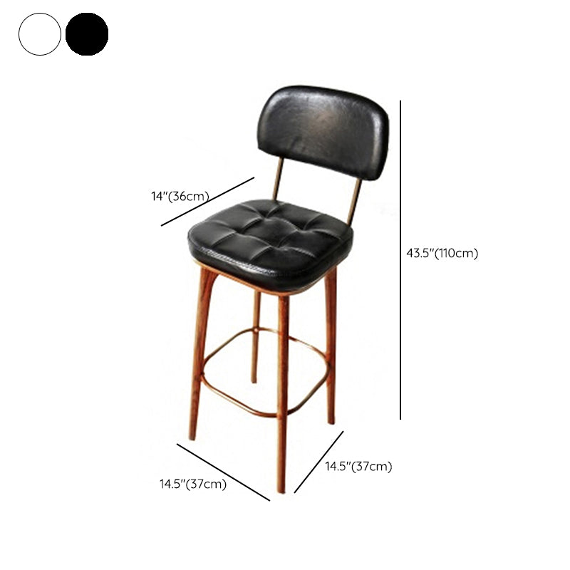 Modern Style Bar Stool Leather Backrest Bar Stools with Wooden Base