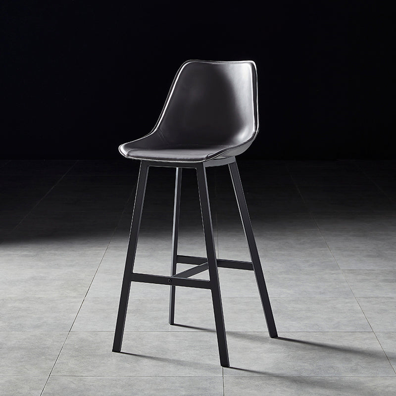 Faux Leather Counter Stool Modern Style Low Back Barstool with Metal Legs