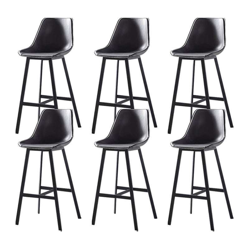 Faux Leather Counter Stool Modern Style Low Back Barstool with Metal Legs