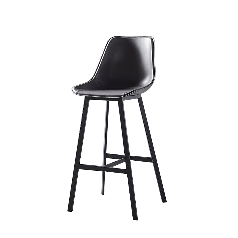 Faux Leather Counter Stool Modern Style Low Back Barstool with Metal Legs