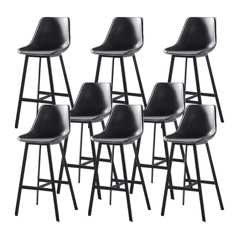 Faux Leather Counter Stool Modern Style Low Back Barstool with Metal Legs