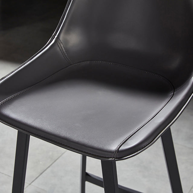 Faux Leather Counter Stool Modern Style Low Back Barstool with Metal Legs