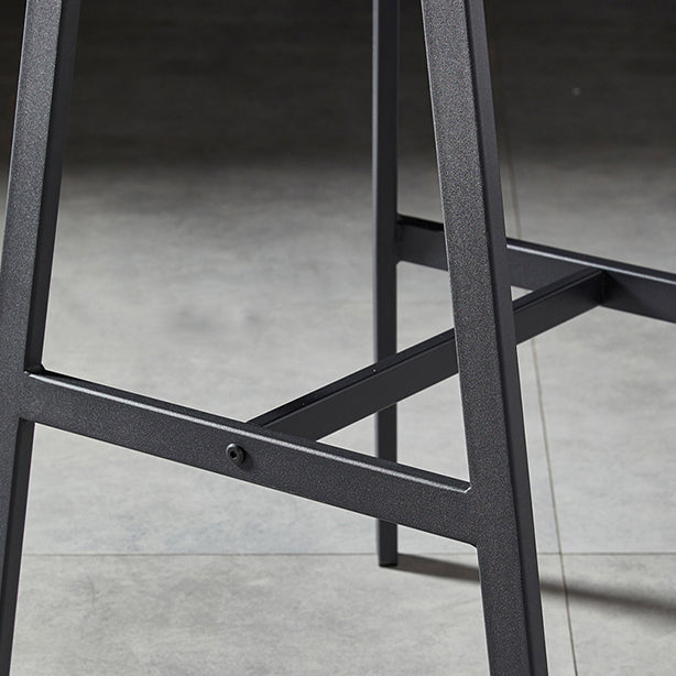 Faux Leather Counter Stool Modern Style Low Back Barstool with Metal Legs