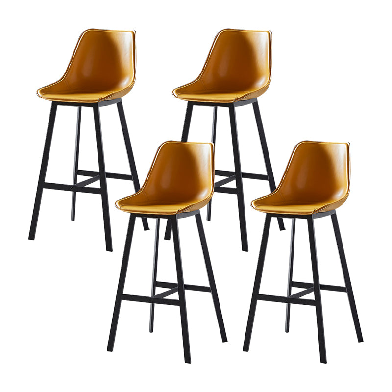 Faux Leather Counter Stool Modern Style Low Back Barstool with Metal Legs