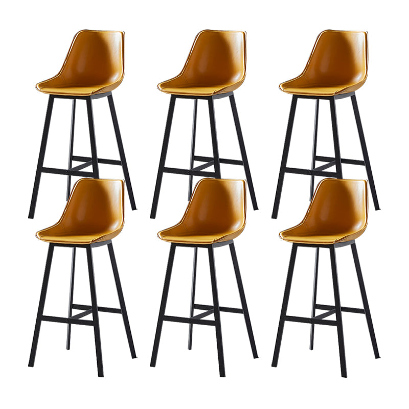 Faux Leather Counter Stool Modern Style Low Back Barstool with Metal Legs