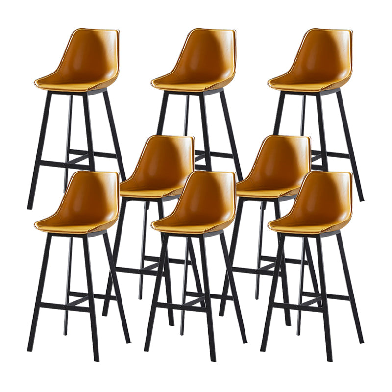 Faux Leather Counter Stool Modern Style Low Back Barstool with Metal Legs