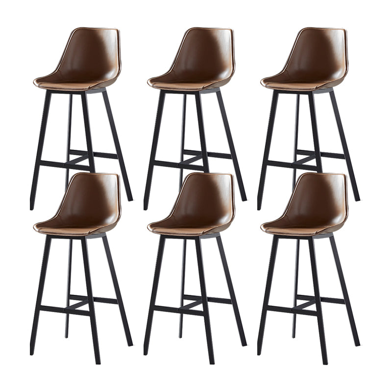 Faux Leather Counter Stool Modern Style Low Back Barstool with Metal Legs