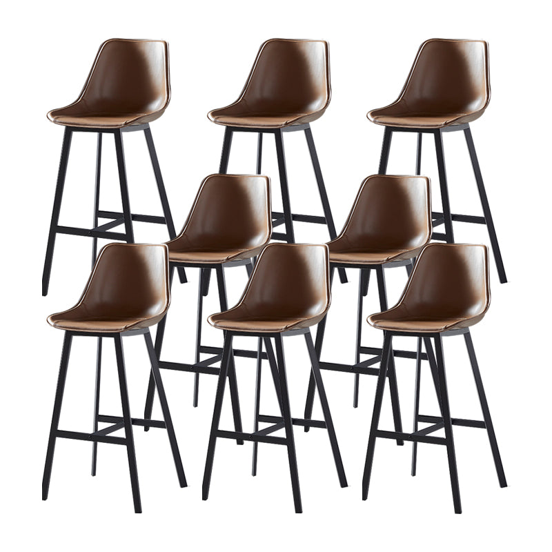 Faux Leather Counter Stool Modern Style Low Back Barstool with Metal Legs