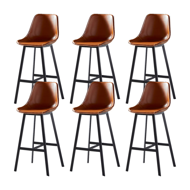 Faux Leather Counter Stool Modern Style Low Back Barstool with Metal Legs