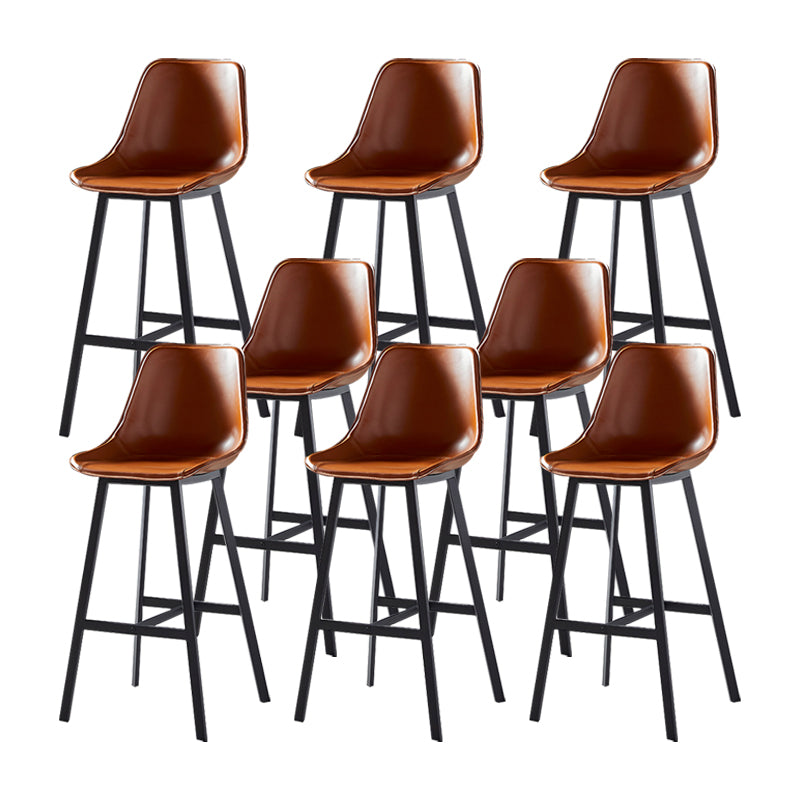 Faux Leather Counter Stool Modern Style Low Back Barstool with Metal Legs