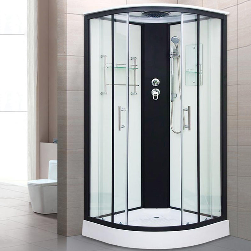 Framed Double Sliding Shower Kit Neo-Round Black Shower Stall