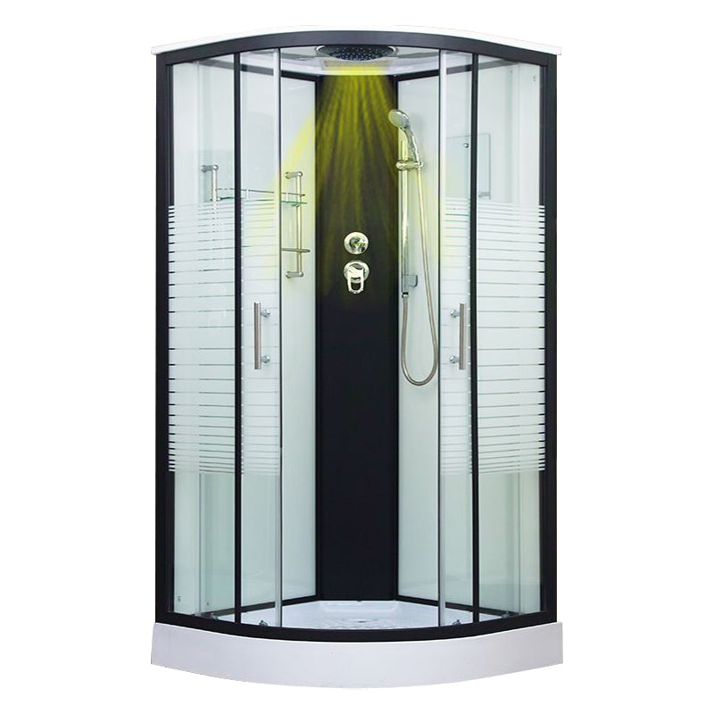 Framed Double Sliding Shower Kit Neo-Round Black Shower Stall