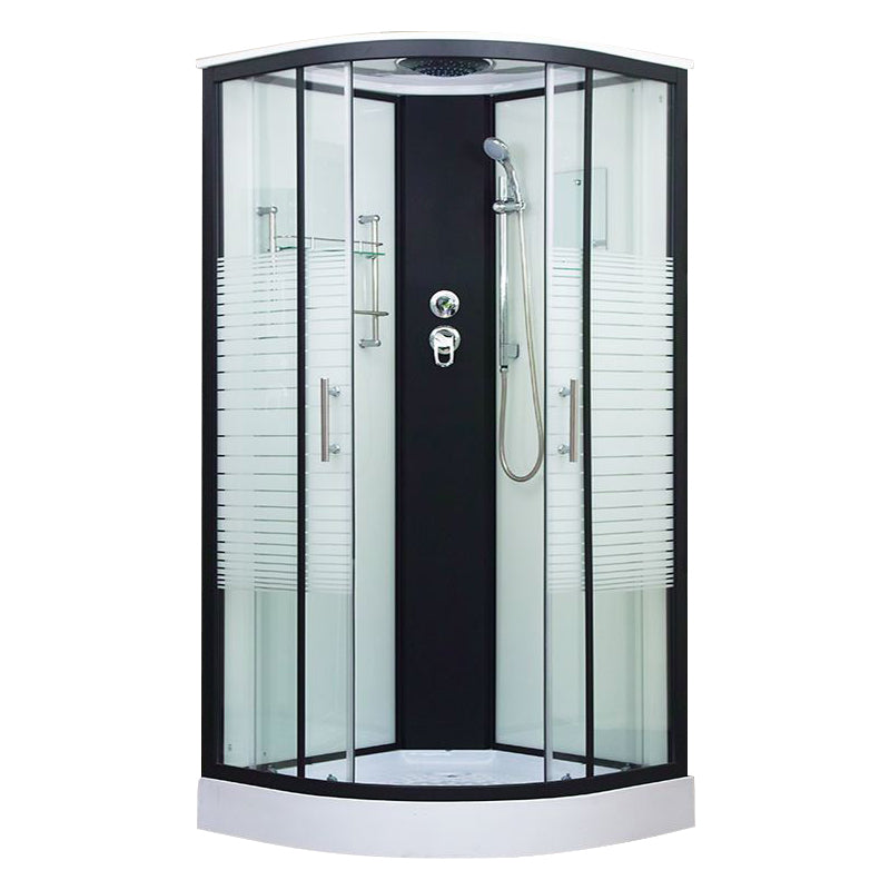 Framed Double Sliding Shower Kit Neo-Round Black Shower Stall