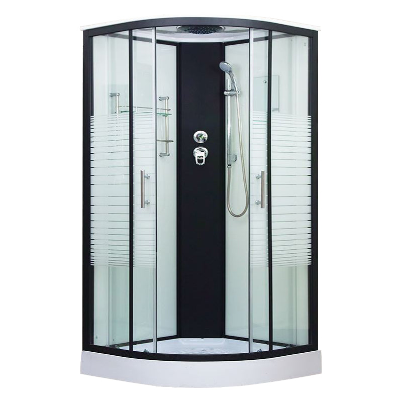 Framed Double Sliding Shower Kit Neo-Round Black Shower Stall