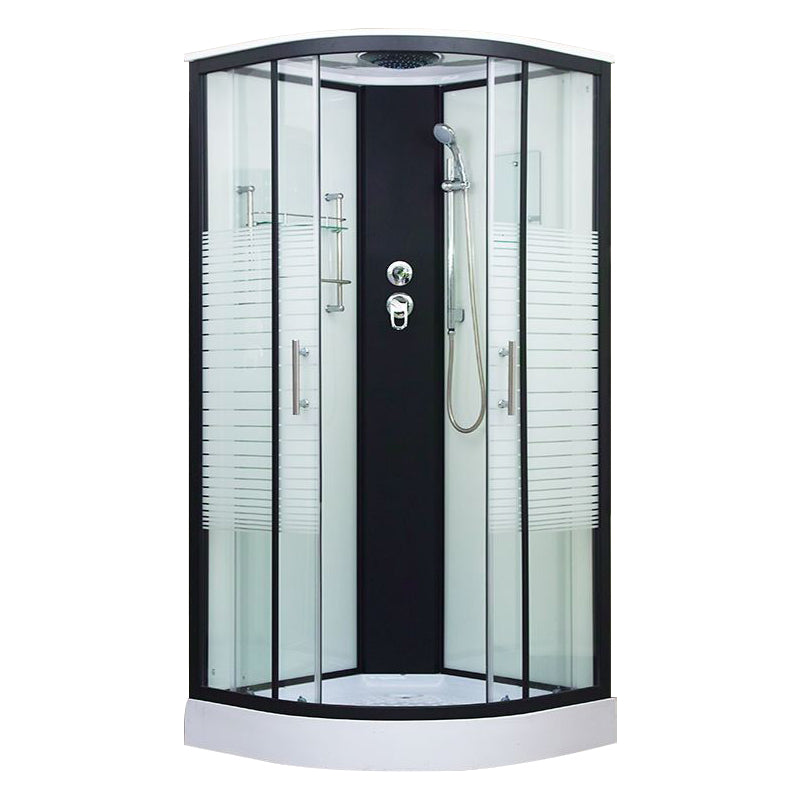 Framed Double Sliding Shower Kit Neo-Round Black Shower Stall