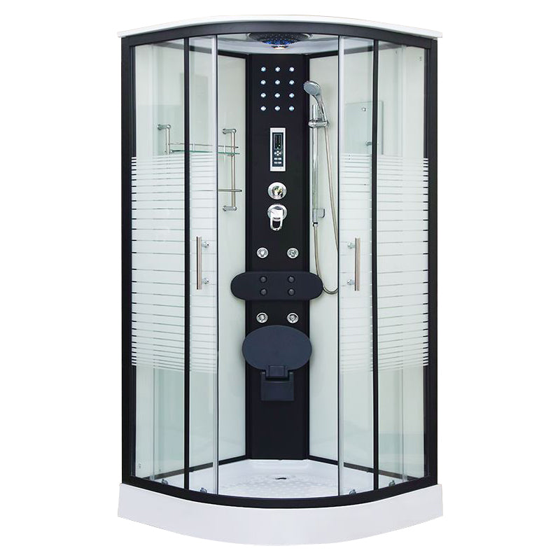 Framed Double Sliding Shower Kit Neo-Round Black Shower Stall