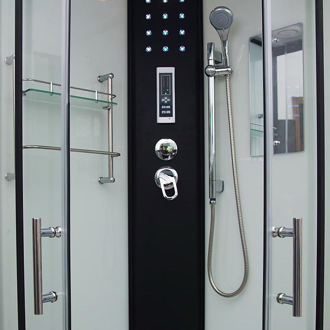 Framed Double Sliding Shower Kit Neo-Round Black Shower Stall