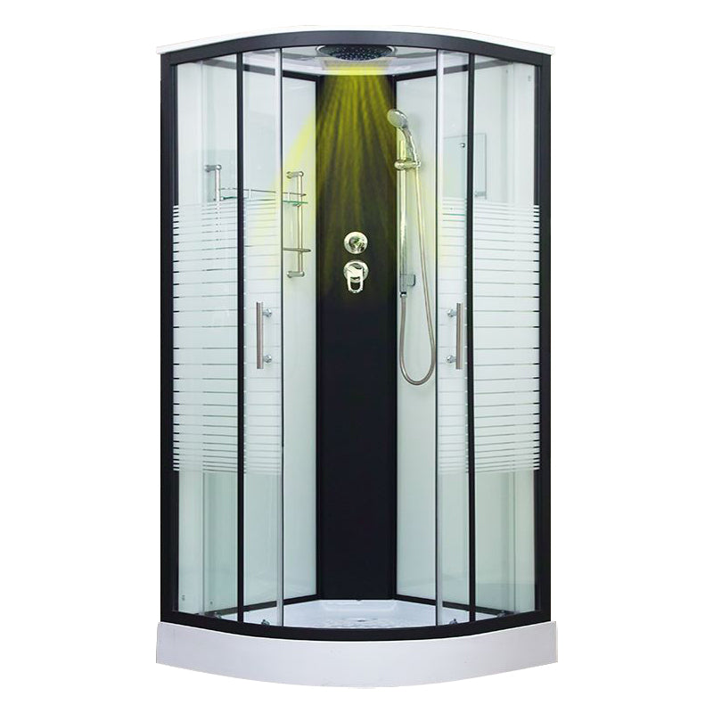 Framed Double Sliding Shower Kit Neo-Round Black Shower Stall