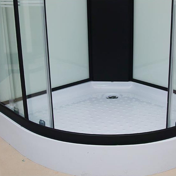 Framed Double Sliding Shower Kit Neo-Round Black Shower Stall