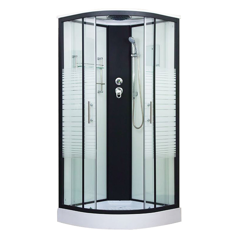 Framed Double Sliding Shower Kit Neo-Round Black Shower Stall