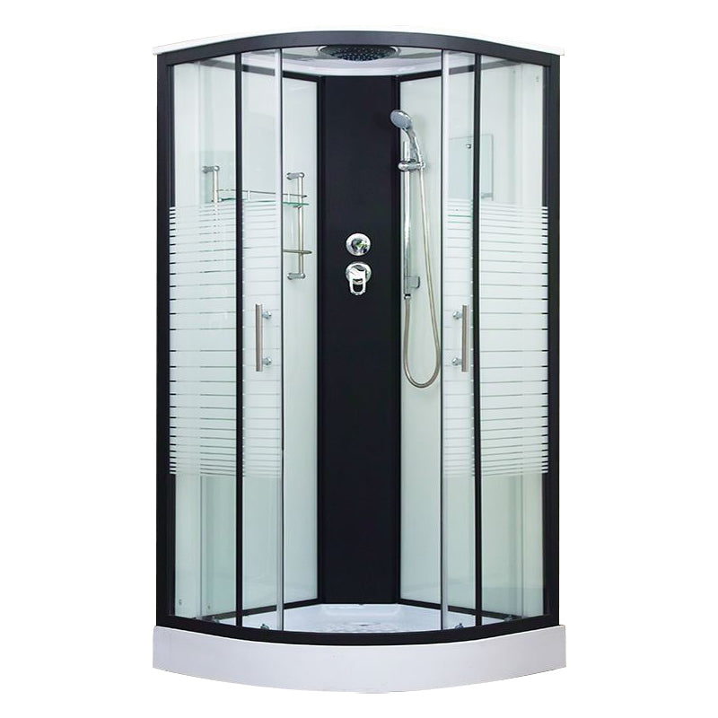 Framed Double Sliding Shower Kit Neo-Round Black Shower Stall