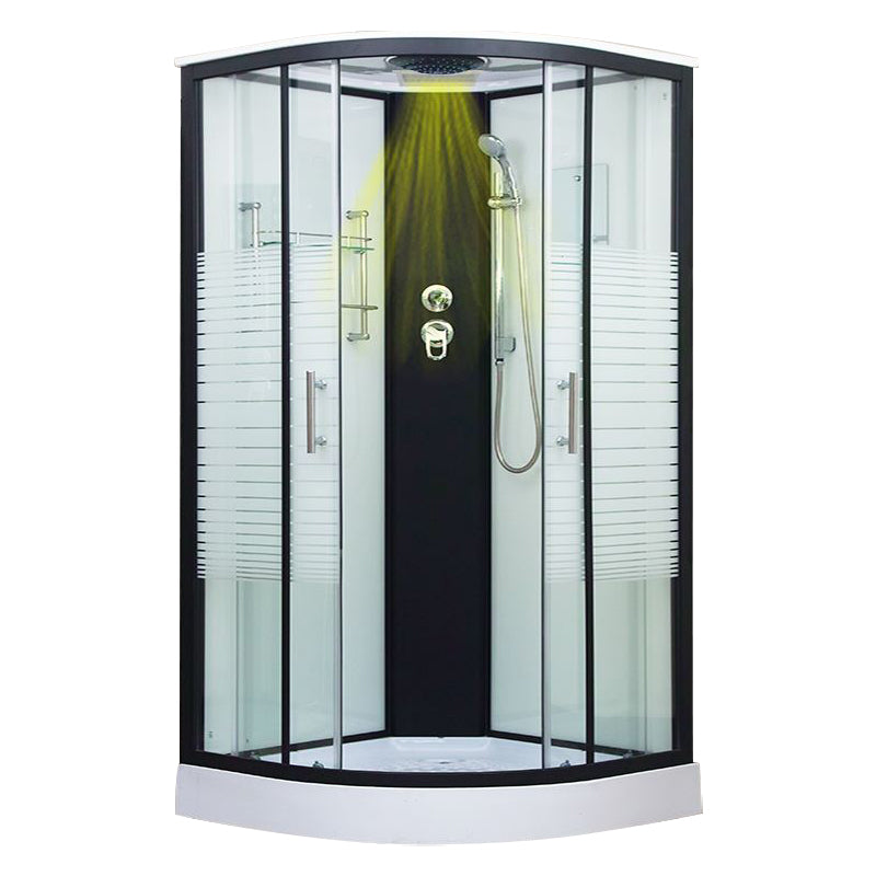 Framed Double Sliding Shower Kit Neo-Round Black Shower Stall