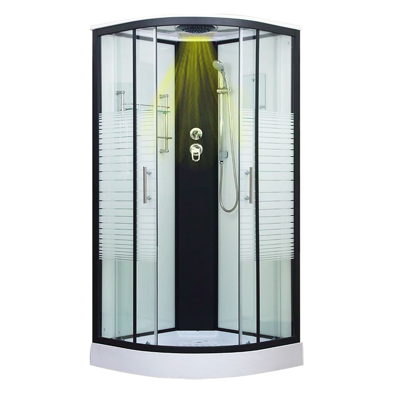 Framed Double Sliding Shower Kit Neo-Round Black Shower Stall