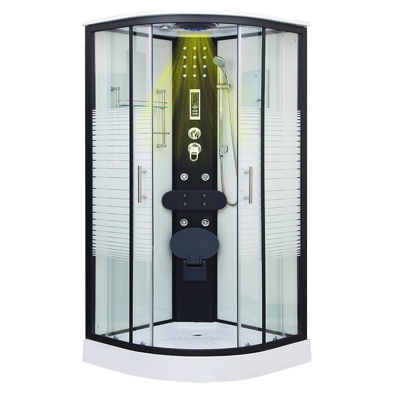 Framed Double Sliding Shower Kit Neo-Round Black Shower Stall