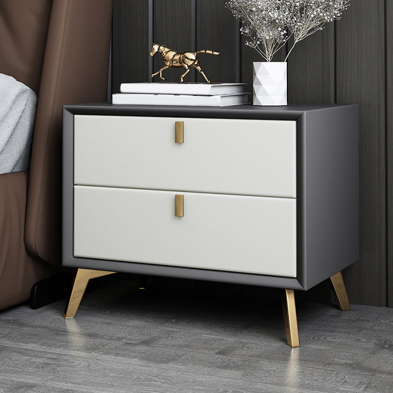 2 Drawers Accent Table Nightstand Contemporary Night Table for Home