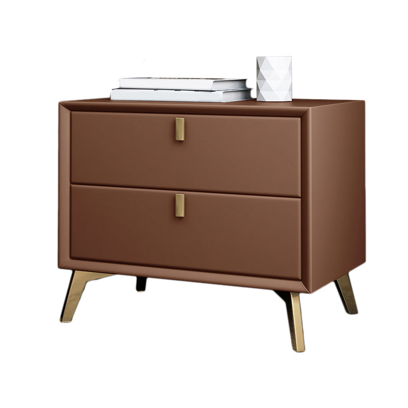 2 Drawers Accent Table Nightstand Contemporary Night Table for Home