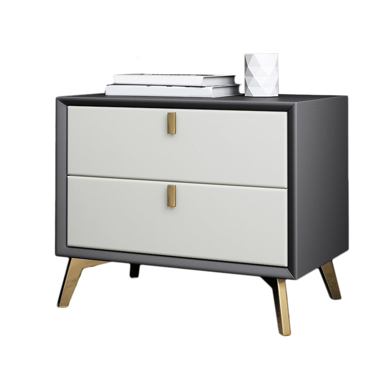 2 Drawers Accent Table Nightstand Contemporary Night Table for Home