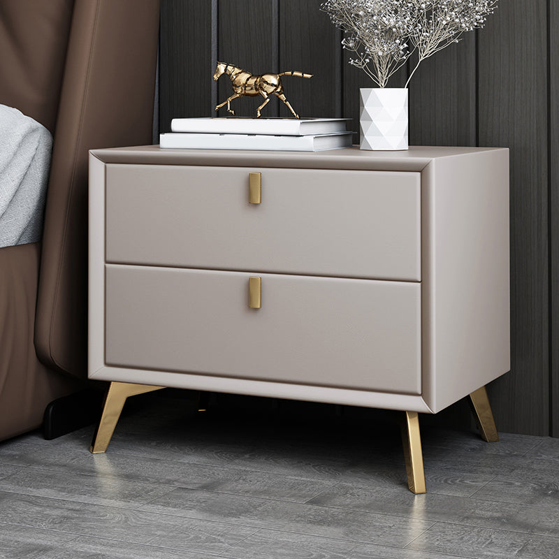 2 Drawers Accent Table Nightstand Contemporary Night Table for Home