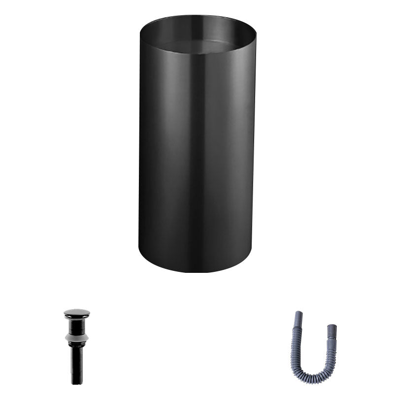 Contemporary Bathroom Sink with Faucet Round Metal Pedestal Bathroom Sink